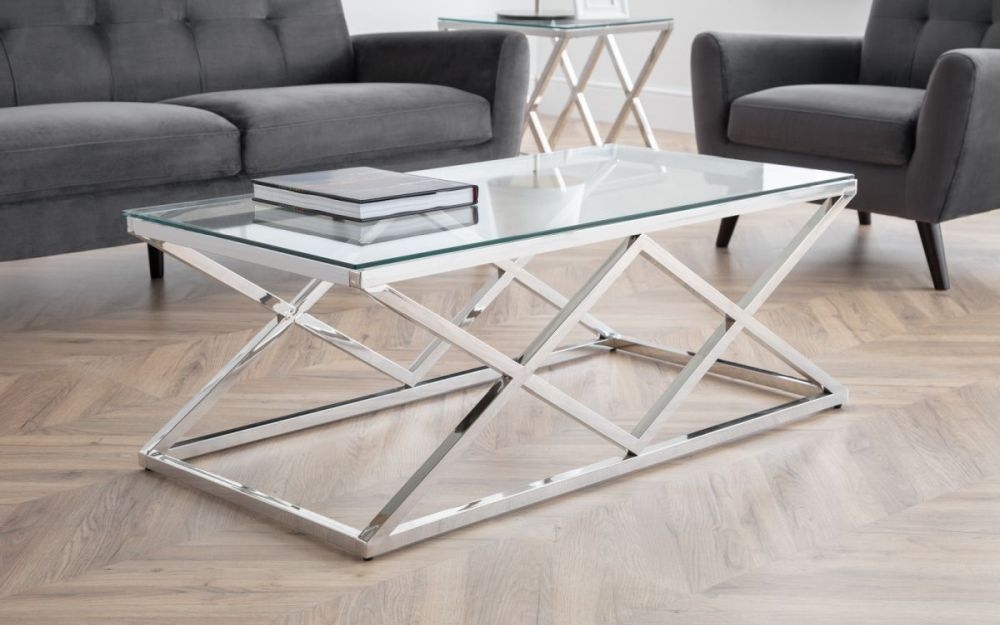 Product photograph of Biarritz Steel And Glass Coffee Table from Choice Furniture Superstore.