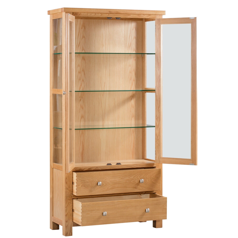 Product photograph of Nimbus Oak 2 Door 2 Drawer Glazed Display Cabinet from Choice Furniture Superstore.