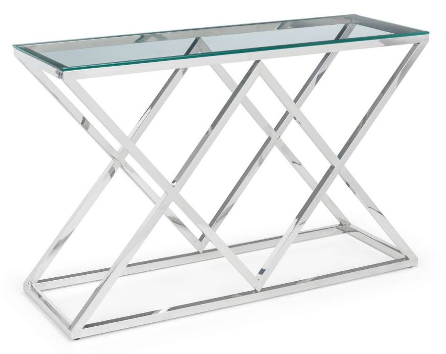 Product photograph of Biarritz Steel And Glass Console Table from Choice Furniture Superstore.