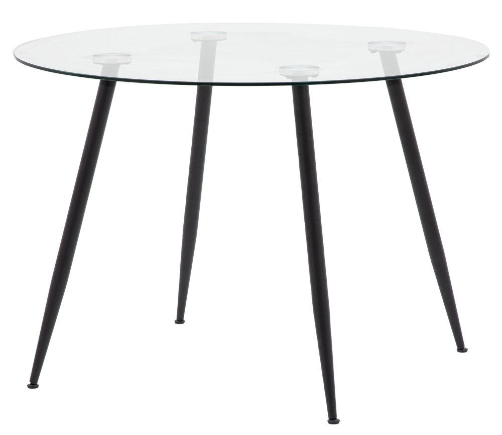 Product photograph of Mack Clear Glass And Black Dining Table - 2 Seater from Choice Furniture Superstore.