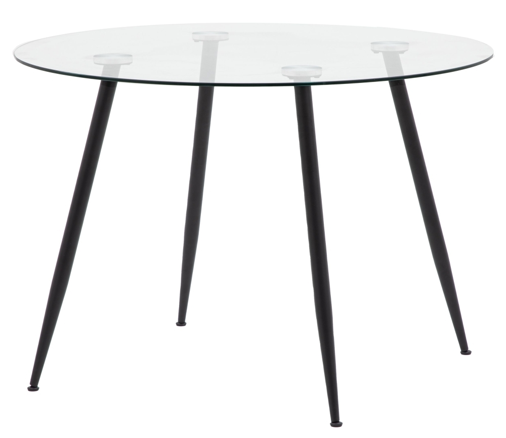 Product photograph of Mack 110cm Clear Glass Round Dining Table from Choice Furniture Superstore.