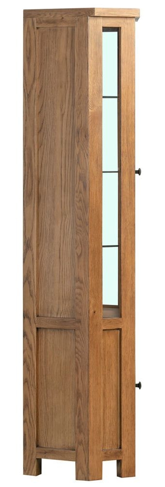 Product photograph of Original Rustic Oak 2 Door Glazed Corner Display Cabinet from Choice Furniture Superstore.