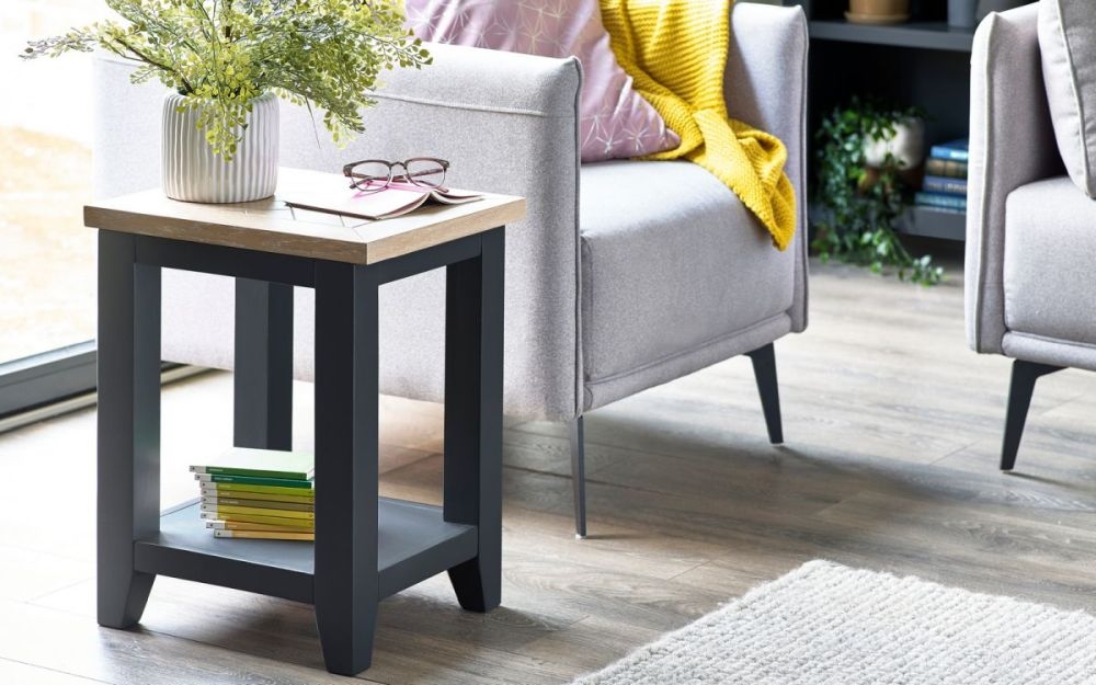 Product photograph of Bordeaux Grey Lamp Table With Shelf from Choice Furniture Superstore.