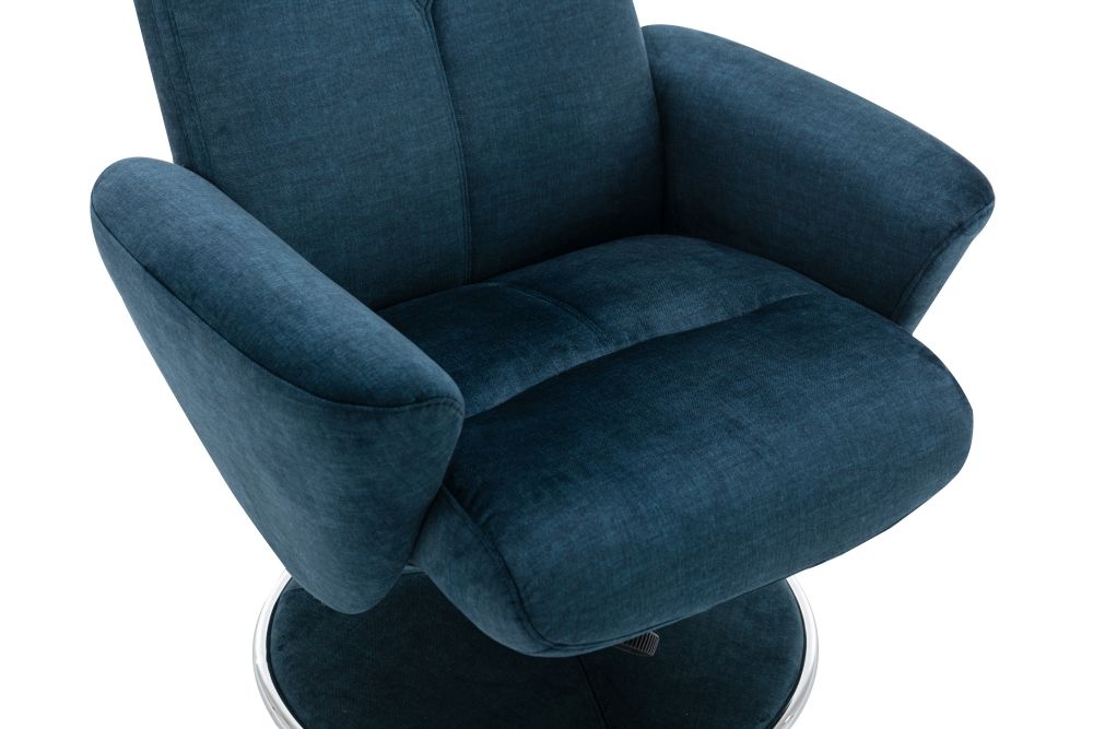 Product photograph of Gfa Paddington Swivel Recliner Chair With Footstool - Deep Sea Fabric from Choice Furniture Superstore.
