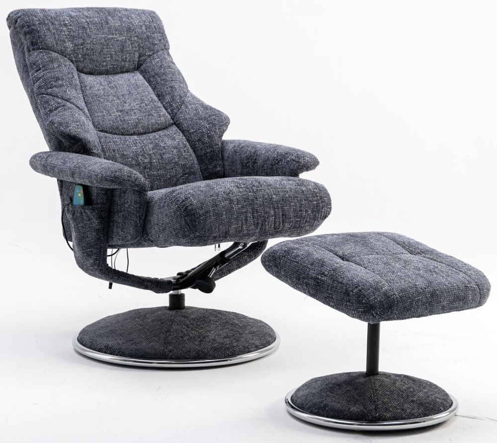 Product photograph of Gfa Riviera Swivel Recliner Chair With Footstool - Atlantic Fabric from Choice Furniture Superstore.