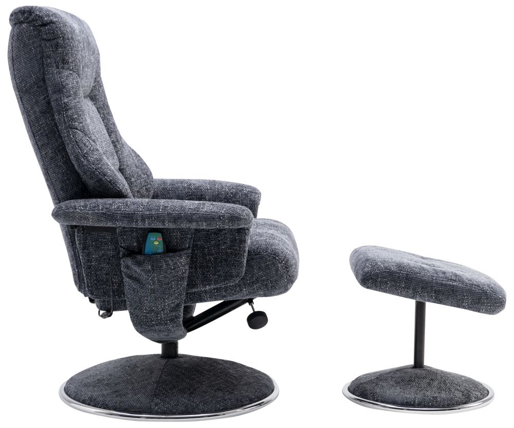 Product photograph of Gfa Riviera Swivel Recliner Chair With Footstool - Atlantic Fabric from Choice Furniture Superstore.