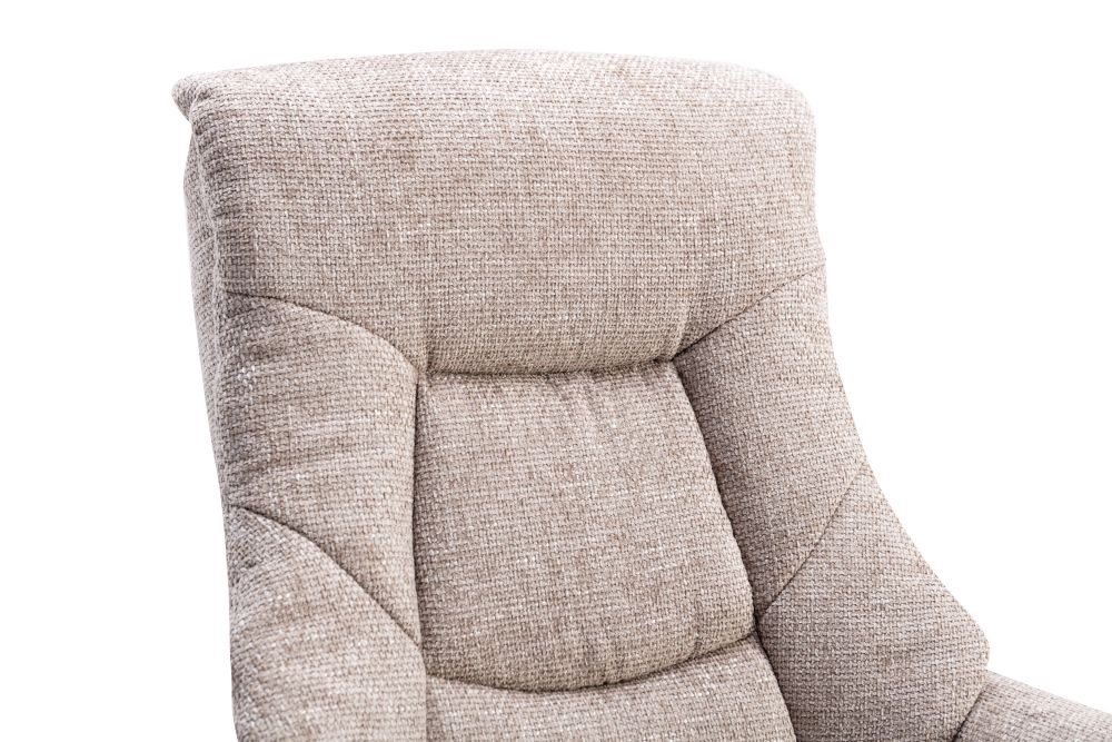 Product photograph of Gfa Riviera Swivel Recliner Chair With Footstool In Beige Fabric from Choice Furniture Superstore.