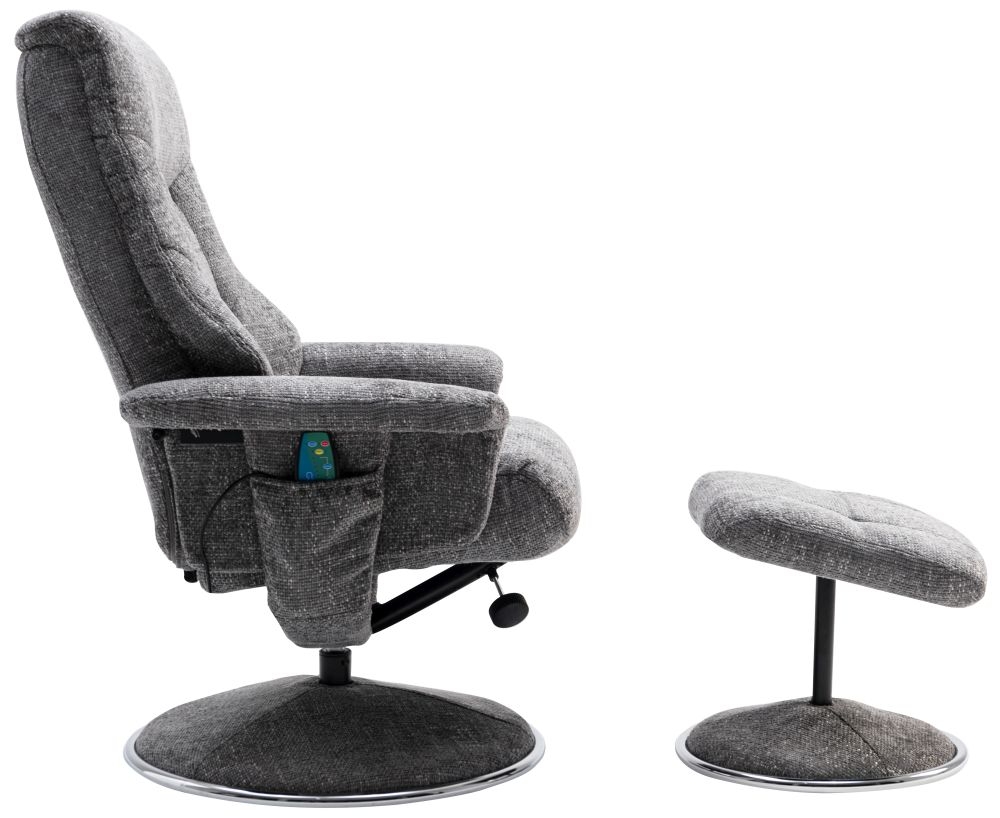 Product photograph of Gfa Riviera Swivel Recliner Chair With Footstool - Flint Fabric from Choice Furniture Superstore.