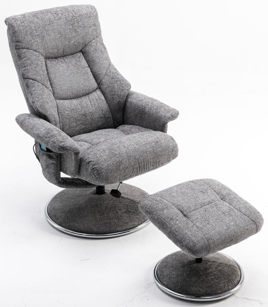 Product photograph of Gfa Riviera Swivel Recliner Chair With Footstool - Flint Fabric from Choice Furniture Superstore.