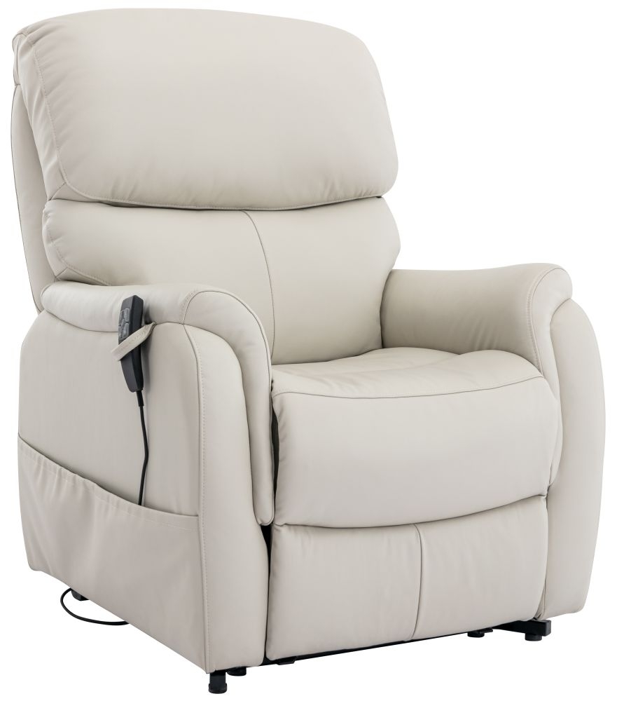 Product photograph of Gfa Normandy Dual Motor Riser Recliner Chair - Cream Leather Match from Choice Furniture Superstore.