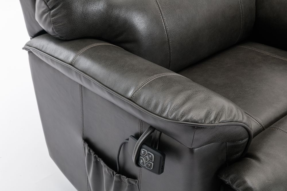 Product photograph of Gfa Toulouse Dual Motor Riser Recliner Chair - Carbon Grey Leather Match from Choice Furniture Superstore.