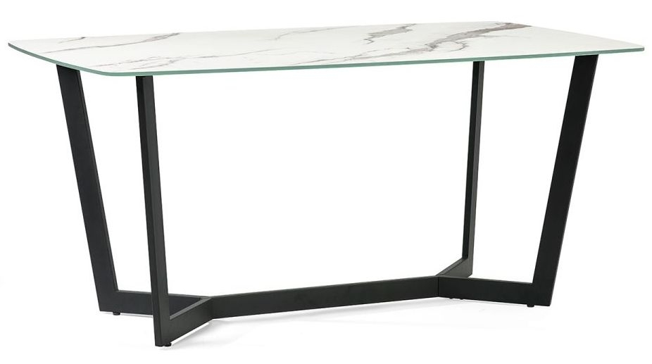 Product photograph of Olympus 6 Seater Dining Table - Comes In White Marble Effect And Black Marble Effect Options from Choice Furniture Superstore.