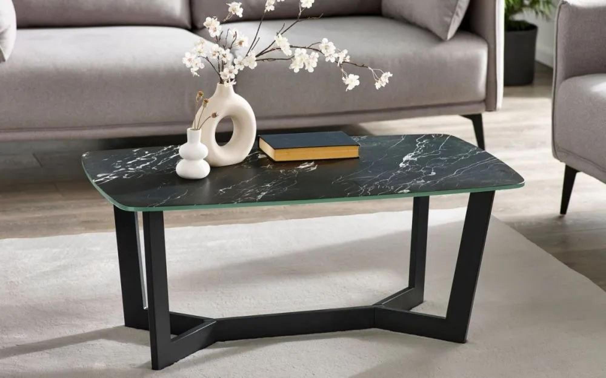 Product photograph of Olympus Black Marble Effect 60cm Coffee Table from Choice Furniture Superstore.