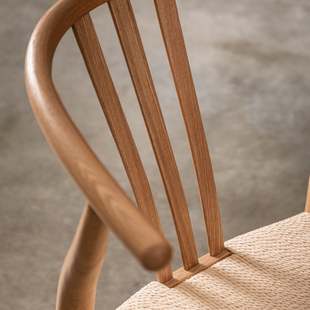 Product photograph of Whitney Wishbone Bentwood Dining Chair - Natural And Woven Seat Sold In Pairs from Choice Furniture Superstore.