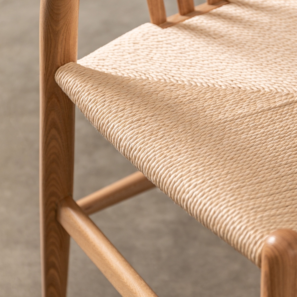 Product photograph of Whitney Wishbone Bentwood Dining Chair - Natural And Woven Seat Sold In Pairs from Choice Furniture Superstore.