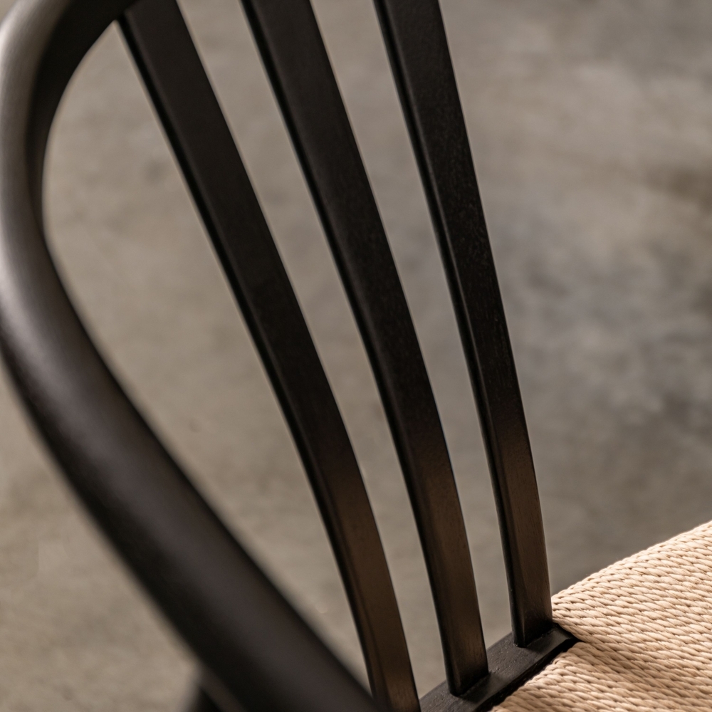 Product photograph of Nashville Wishbone Bentwood Dining Chair - Black And Woven Seat Sold In Pairs from Choice Furniture Superstore.