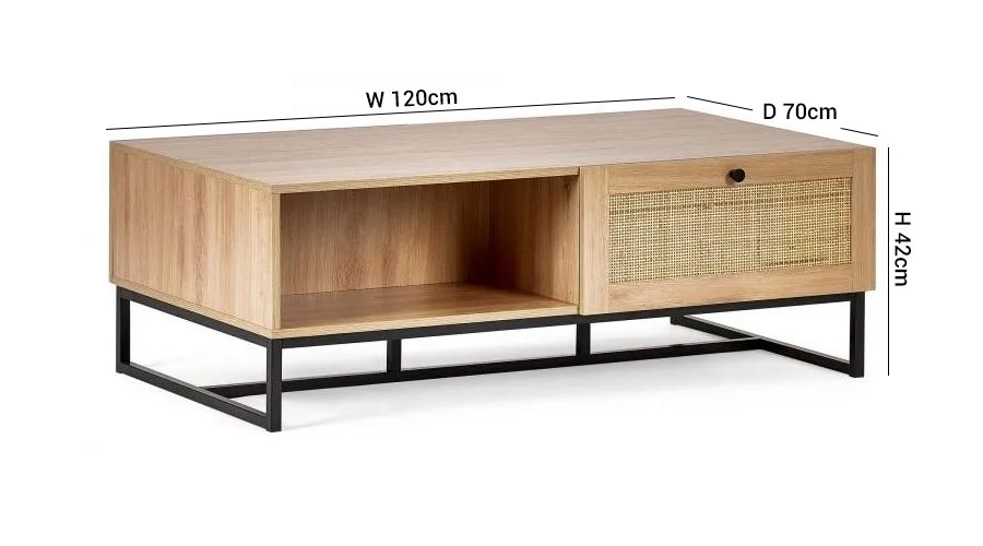 Product photograph of Padstow 2 Drawer Coffee Table - Comes In Oak And Black Options from Choice Furniture Superstore.
