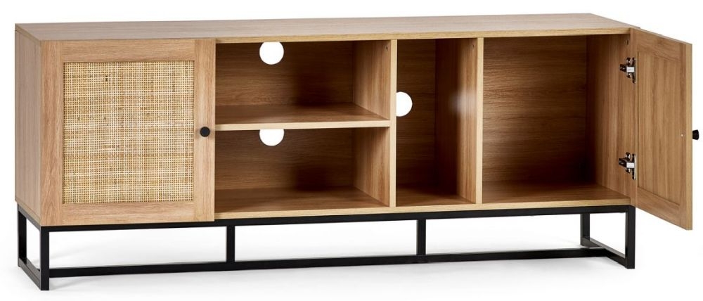 Product photograph of Padstow Rattan Tv Unit - Upto 60inch - Comes In Oak And Black Options from Choice Furniture Superstore.