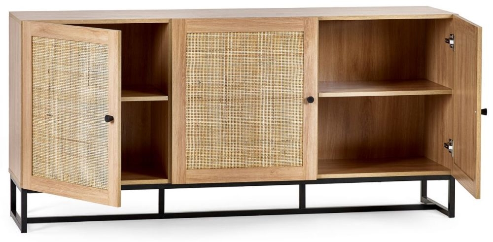 Product photograph of Padstow Rattan Sideboard - Comes In Oak And Black Options from Choice Furniture Superstore.