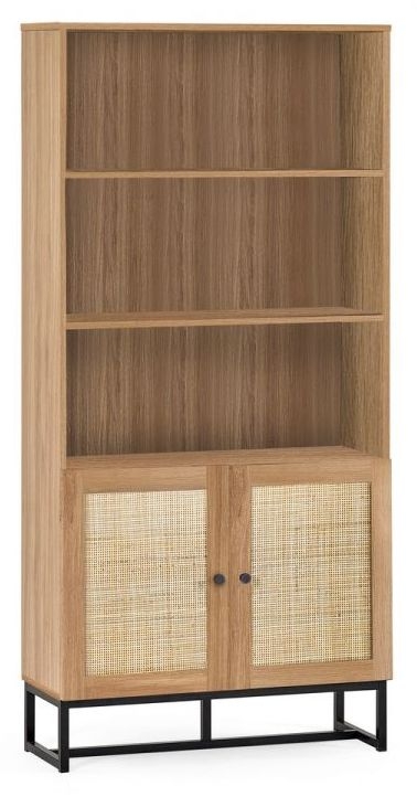 Product photograph of Padstow Rattan Tall Bookcase - Comes In Oak And Black Options from Choice Furniture Superstore.