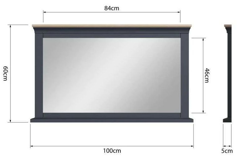 Product photograph of Margate Grey Painted Wall Mirror - 100cm X 60cm from Choice Furniture Superstore.