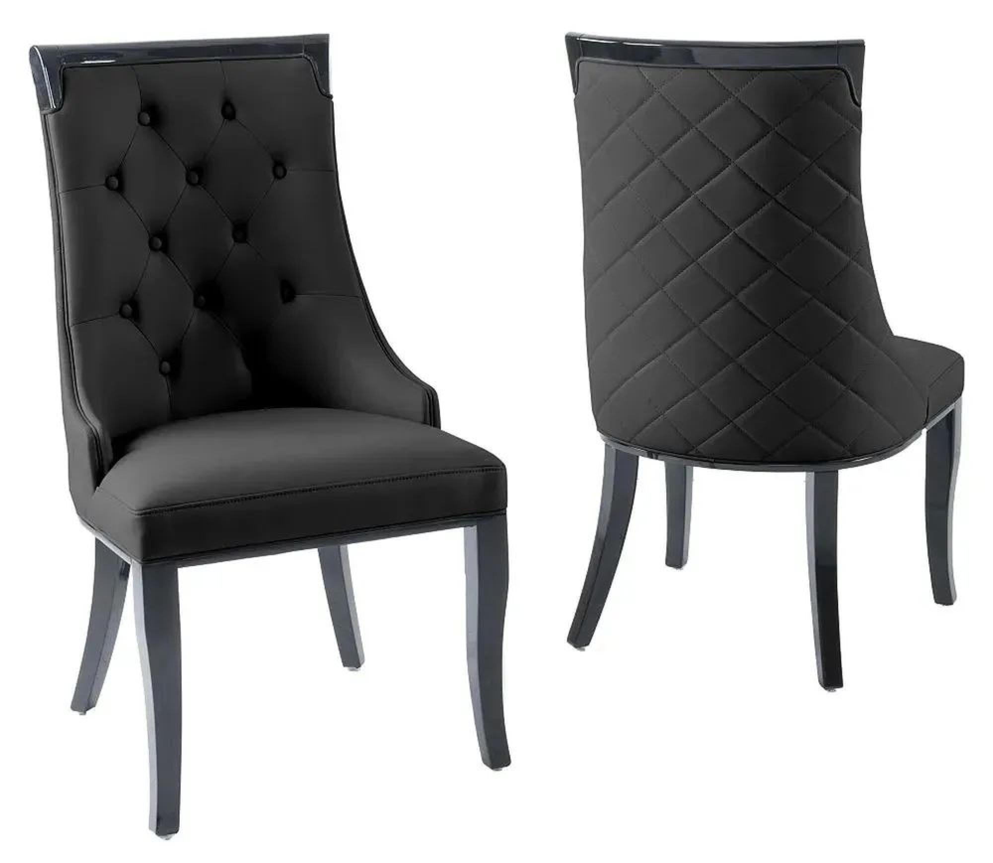 Product photograph of Carmela Black Leather Large High Back Dining Chair With Black Legs from Choice Furniture Superstore.