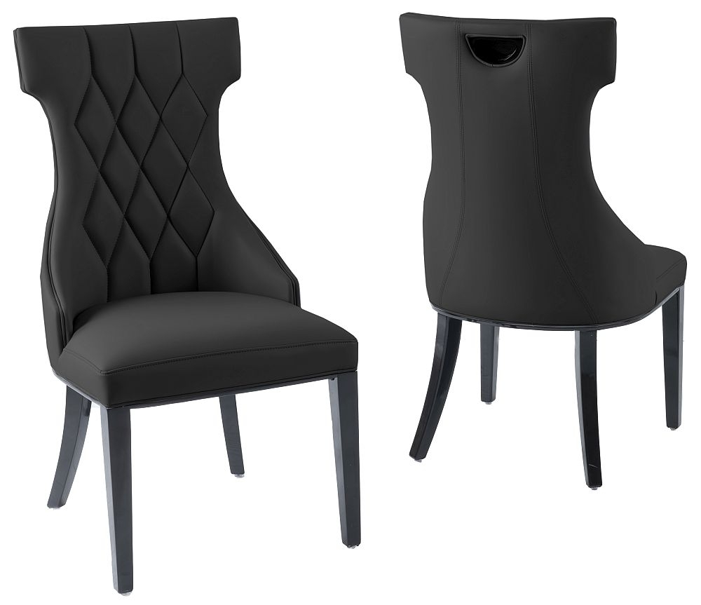 Product photograph of Mimi Black Dining Chair Leather - Faux Pu With Black Wooden Legs from Choice Furniture Superstore.