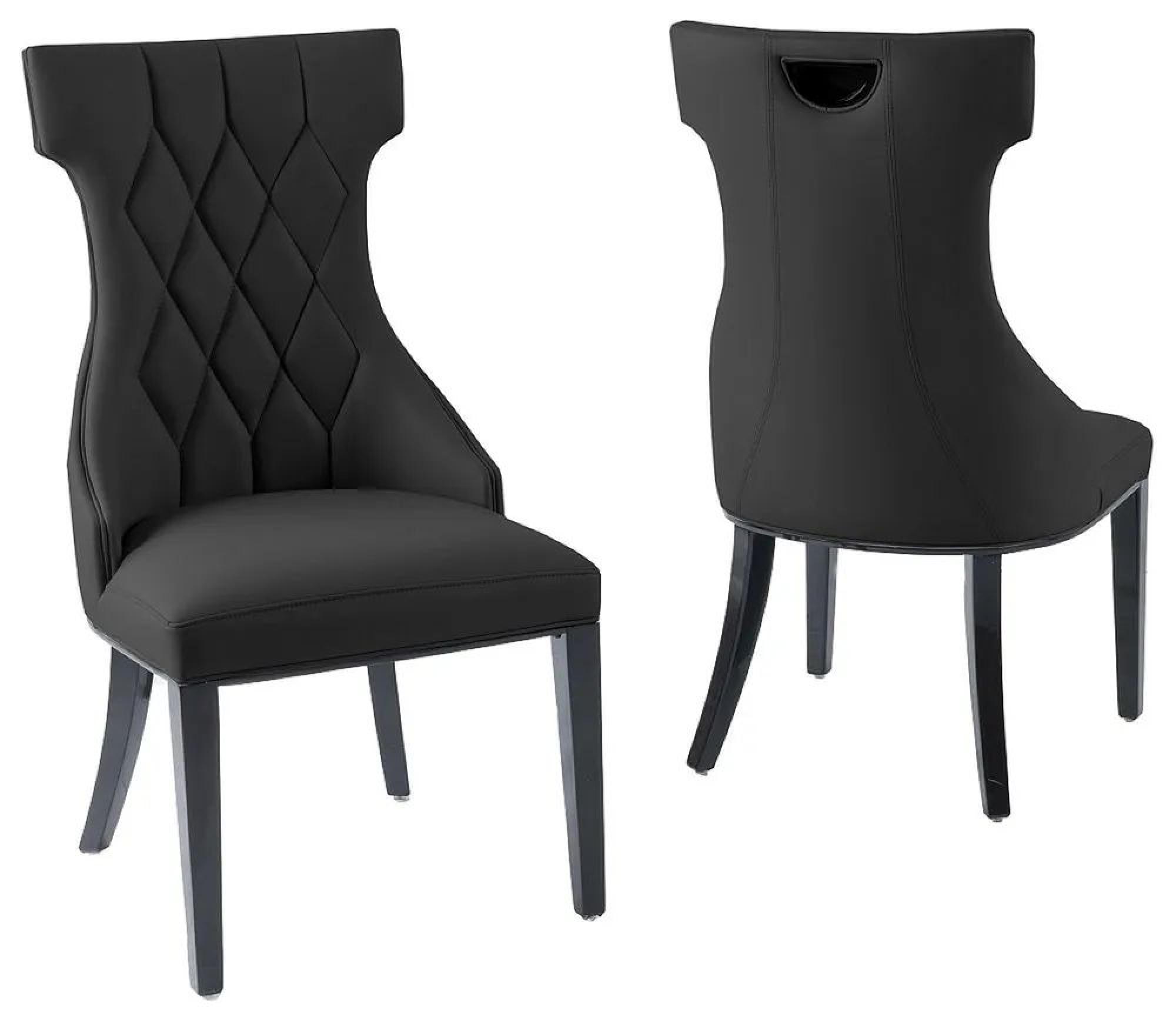 Product photograph of Mimi Black Leather Large High Back Dining Chair With Black Legs from Choice Furniture Superstore.