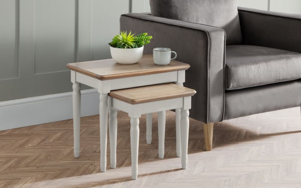 Product photograph of Provence Grey Lacquer Nest Of 2 Tables from Choice Furniture Superstore.