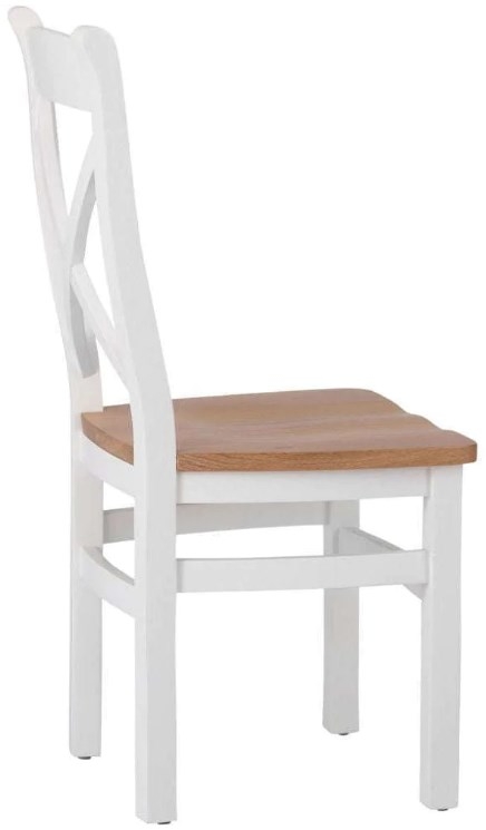 Product photograph of Aberdare White Painted Cross Back Dining Chair With Wooden Seat Sold In Pairs from Choice Furniture Superstore.