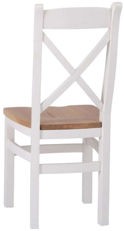 Product photograph of Aberdare White Painted Cross Back Dining Chair With Wooden Seat Sold In Pairs from Choice Furniture Superstore.