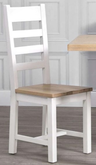 Product photograph of Aberdare White Painted Ladder Back Dining Chair With Wooden Seat Sold In Pairs from Choice Furniture Superstore.