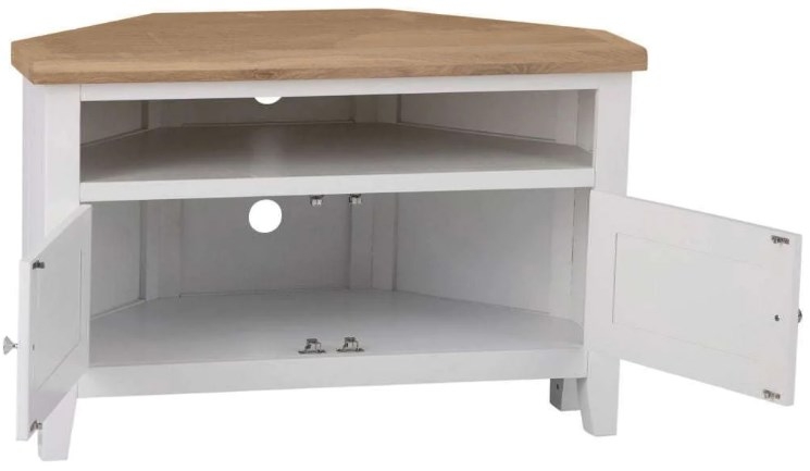 Product photograph of Aberdare Oak And Painted 2 Door Corner Tv Unit from Choice Furniture Superstore.