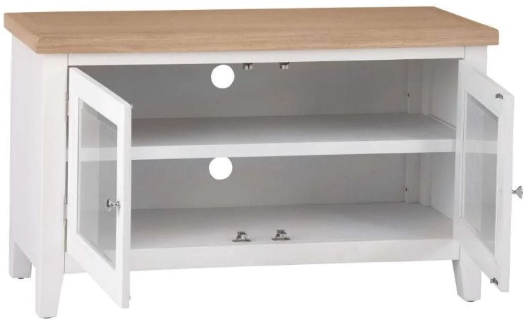 Product photograph of Aberdare Oak And Painted 2 Door Standard Tv Unit from Choice Furniture Superstore.
