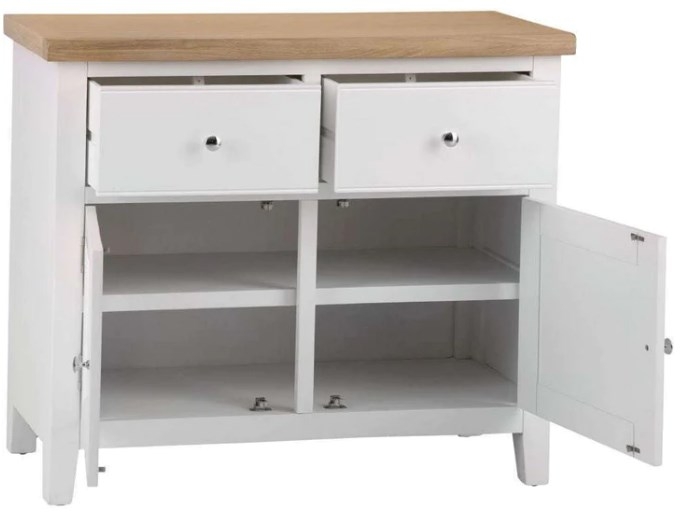 Product photograph of Aberdare Oak And White Painted 2 Door 2 Drawer Standard Sideboard from Choice Furniture Superstore.