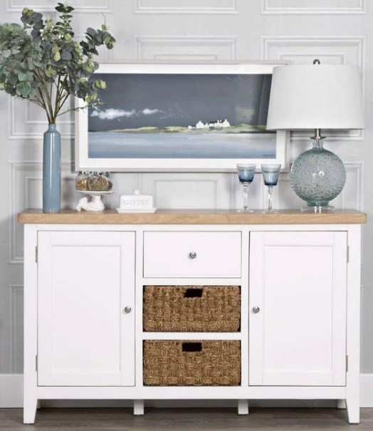 Product photograph of Aberdare Oak And Painted 2 Door 1 Drawer Large Sideboard from Choice Furniture Superstore.