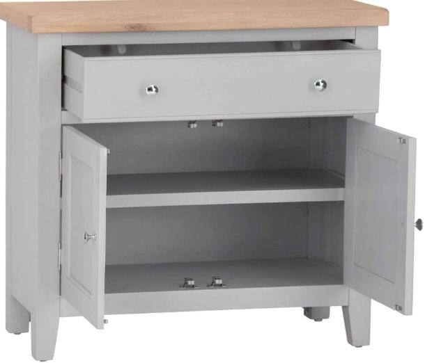 Product photograph of Aberdare Oak And Grey Painted 2 Door 1 Drawer Small Sideboard from Choice Furniture Superstore.