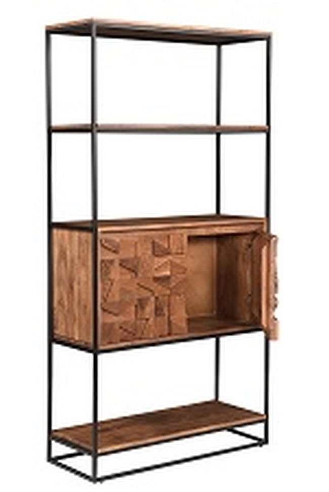 Product photograph of Axis Carved Acacia Wood 2 Door Bookcase from Choice Furniture Superstore.
