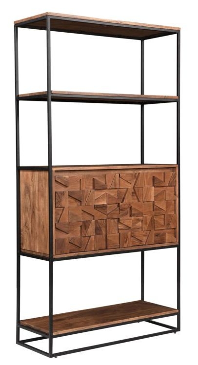 Product photograph of Axis Carved Acacia Wood 2 Door Bookcase from Choice Furniture Superstore.