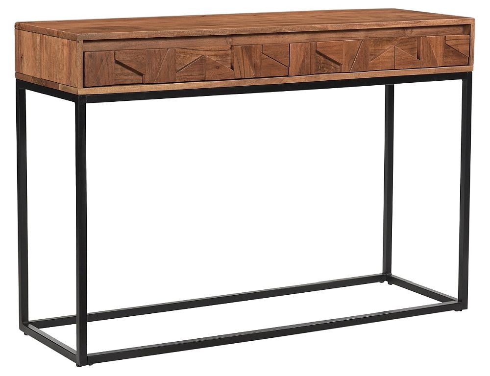 Product photograph of Axis Carved Acacia Wood 2 Drawer Console Table from Choice Furniture Superstore.