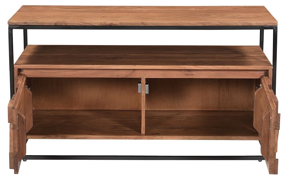 Product photograph of Axis Carved Acacia Wood 2 Door Tv Unit from Choice Furniture Superstore.