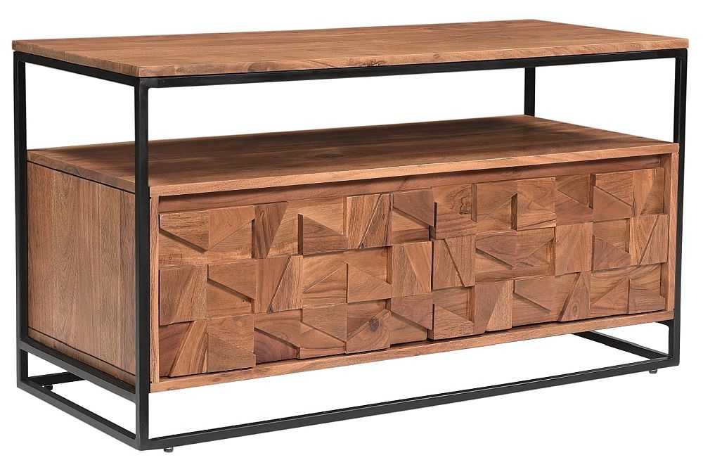 Product photograph of Axis Carved Acacia Wood 2 Door Tv Unit from Choice Furniture Superstore.