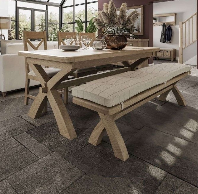 Product photograph of Hatton Oak Cross Leg 200cm Dining Table - 8 Seater from Choice Furniture Superstore.