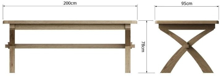 Product photograph of Hatton Oak Cross Leg 200cm Dining Table from Choice Furniture Superstore.