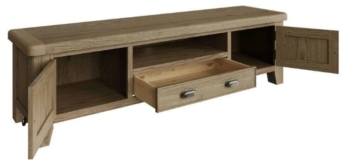 Product photograph of Hatton Oak 2 Door 1 Drawer Extra Large Tv Unit from Choice Furniture Superstore.
