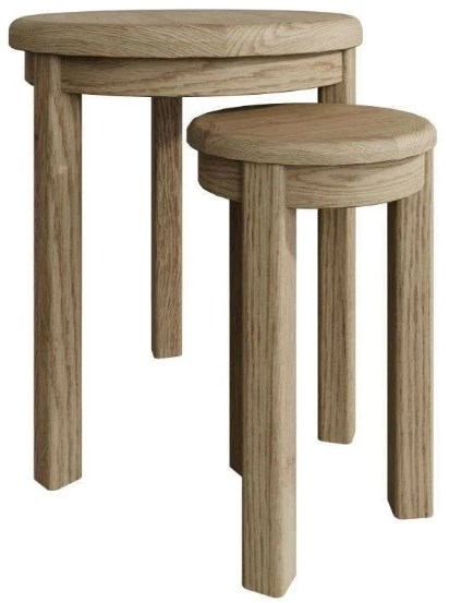 Product photograph of Hatton Oak Round Nest Of 2 Table from Choice Furniture Superstore.
