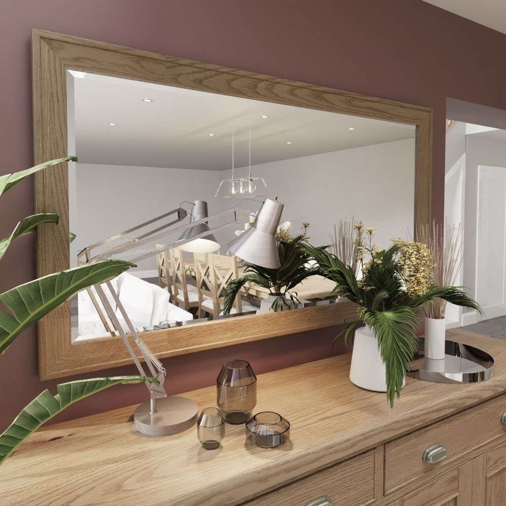 Product photograph of Hatton Oak Large Wall Mirror - 160cm X 90cm from Choice Furniture Superstore.