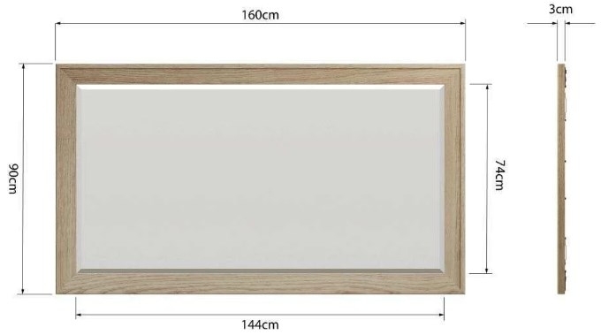 Product photograph of Hatton Oak Large Wall Mirror - 160cm X 90cm from Choice Furniture Superstore.
