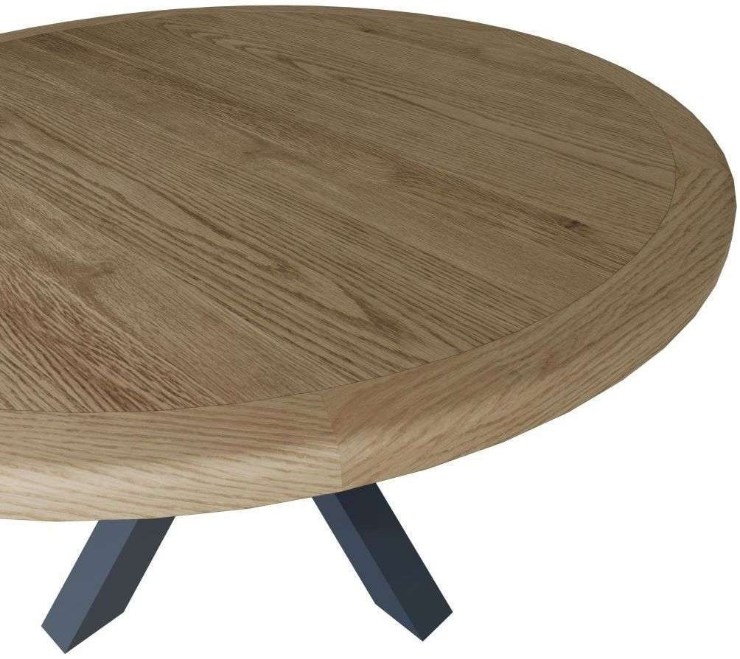 Product photograph of Ringwood Blue Painted 150cm Large Round Dining Table - Oak Top from Choice Furniture Superstore.