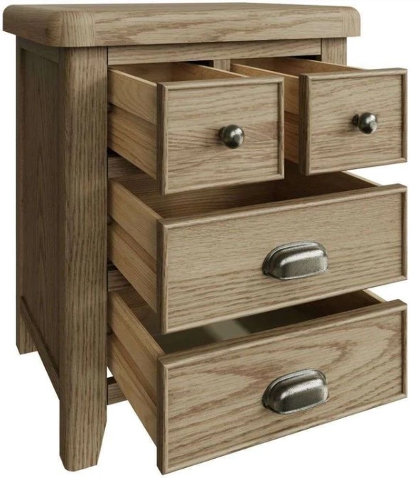 Product photograph of Hatton Oak 4 Drawer Extra Large Bedside Cabinet from Choice Furniture Superstore.